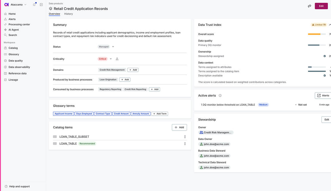 Data catalog: Publish certified data products